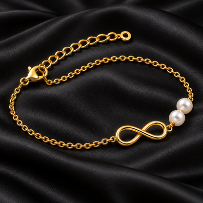 Golden Pearl Infinity Bracelet