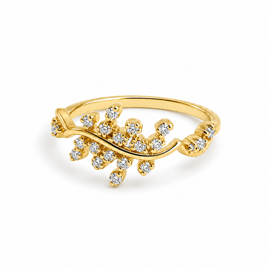 Golden Sparkling Vine Ring