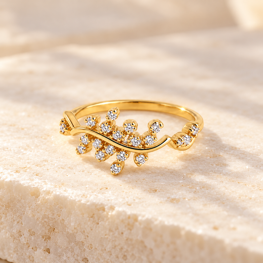 Golden Sparkling Vine Ring