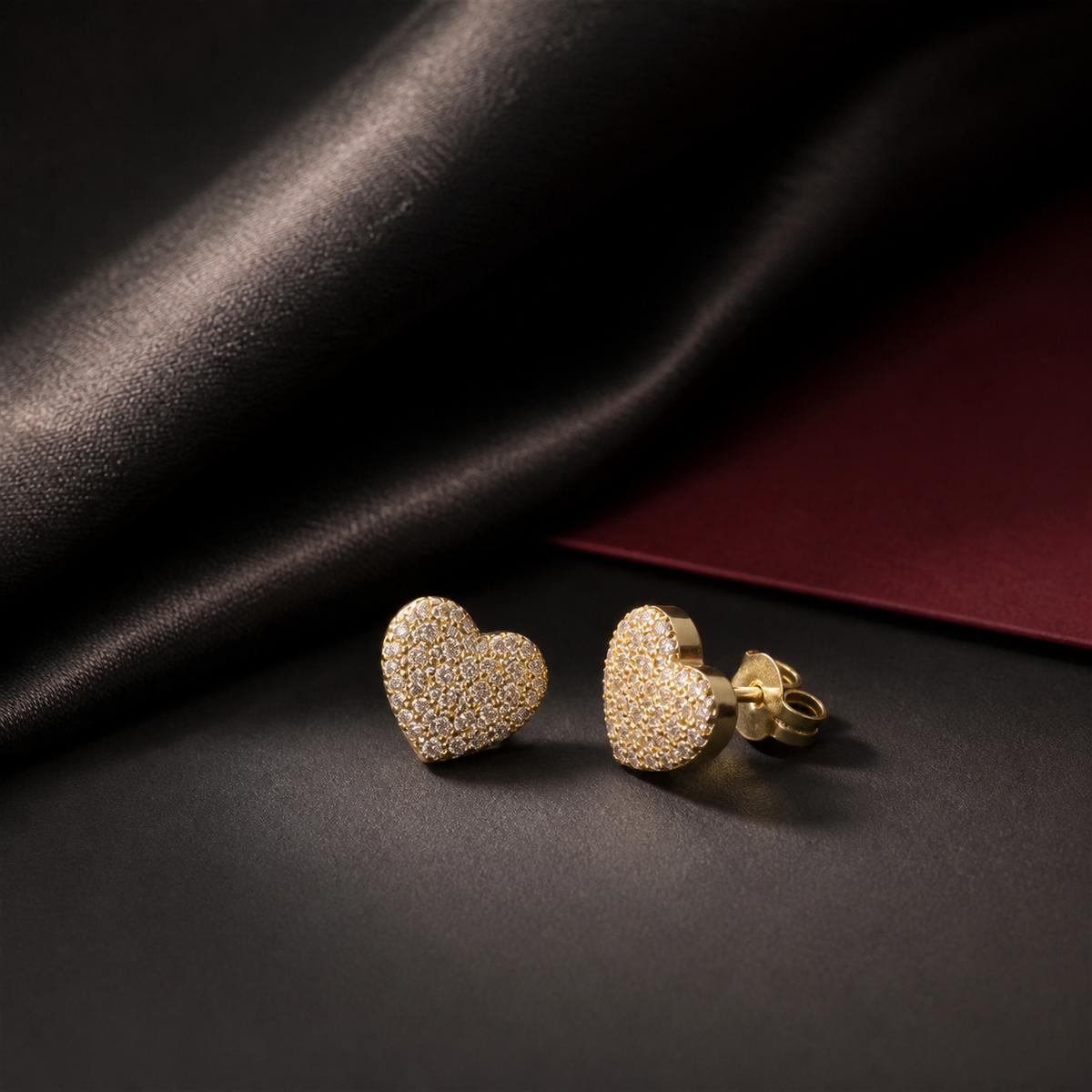 Golden Amora Pave Heart Earrings product image 2