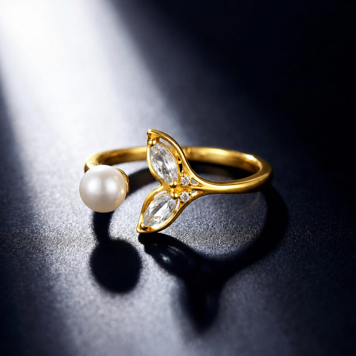 Golden Adjustable Aqua Bloom Ring product image 3