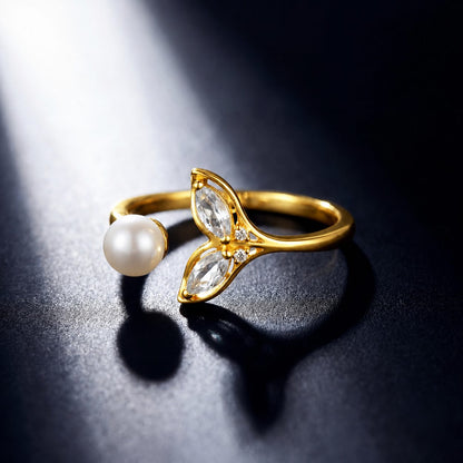 Golden Adjustable Aqua Bloom Ring product image 3