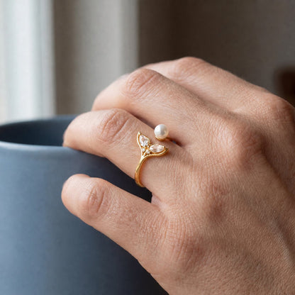 Golden Adjustable Aqua Bloom Ring product image 4