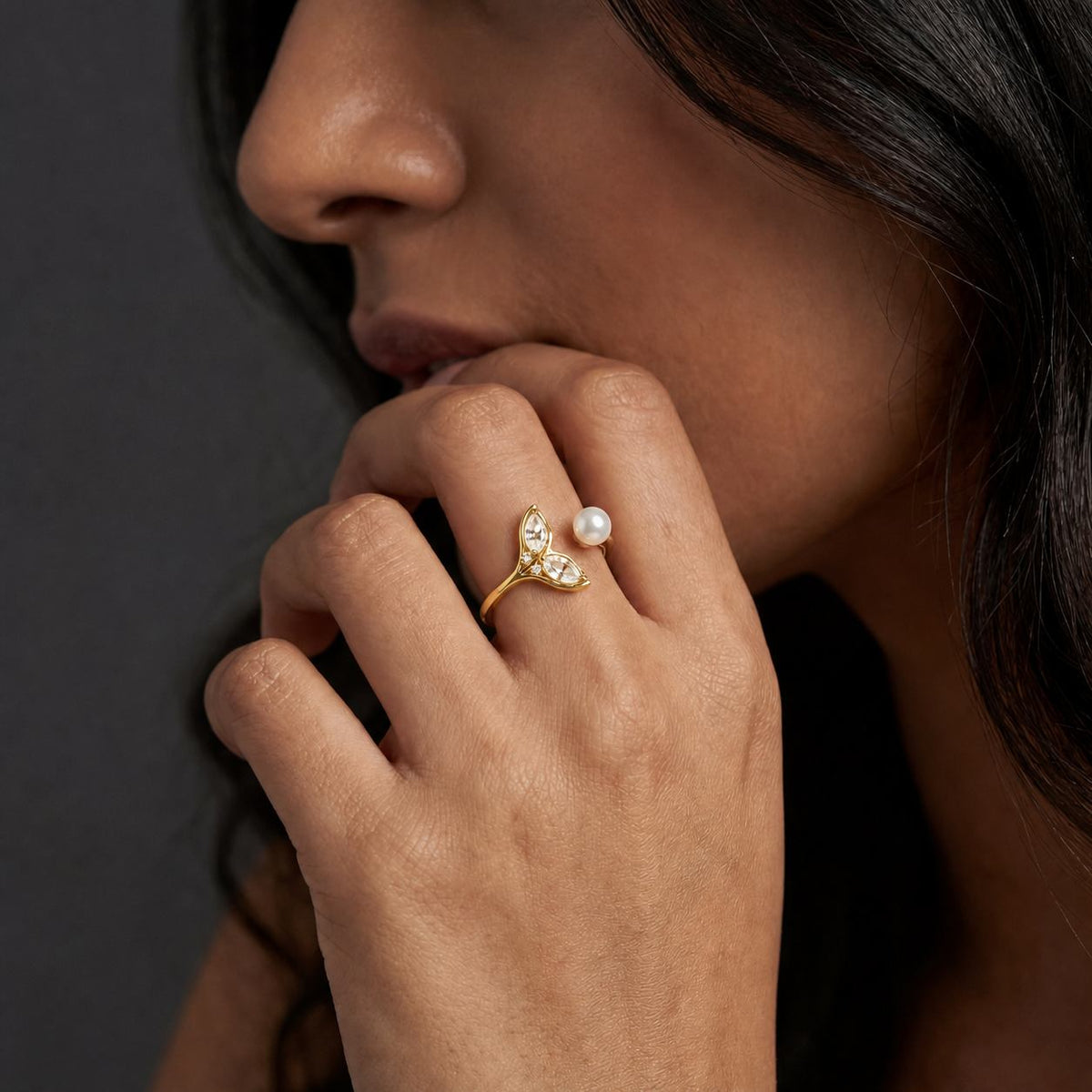 Golden Adjustable Aqua Bloom Ring product image 5