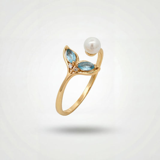 Golden Adjustable Aqua Bloom Ring product image 1