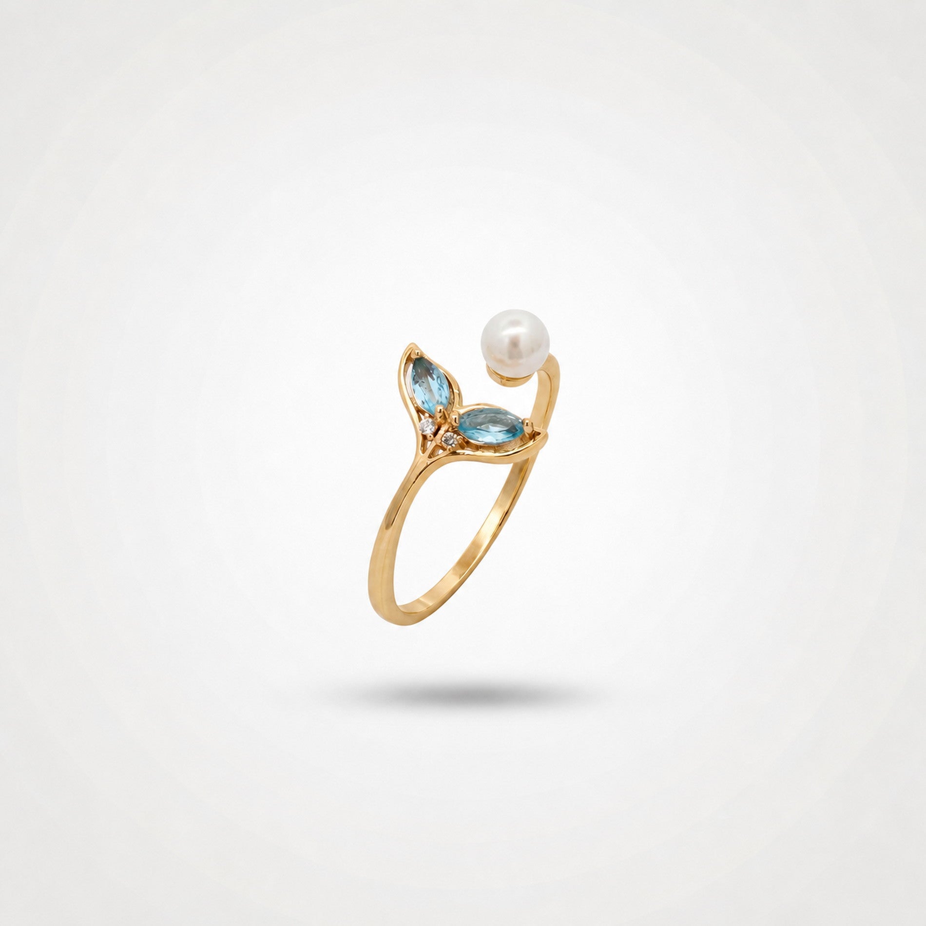 Golden Adjustable Aqua Bloom Ring product image 2