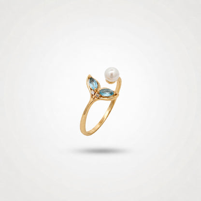 Golden Adjustable Aqua Bloom Ring product image 2