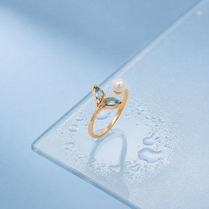 Golden Adjustable Aqua Bloom Ring product image 4