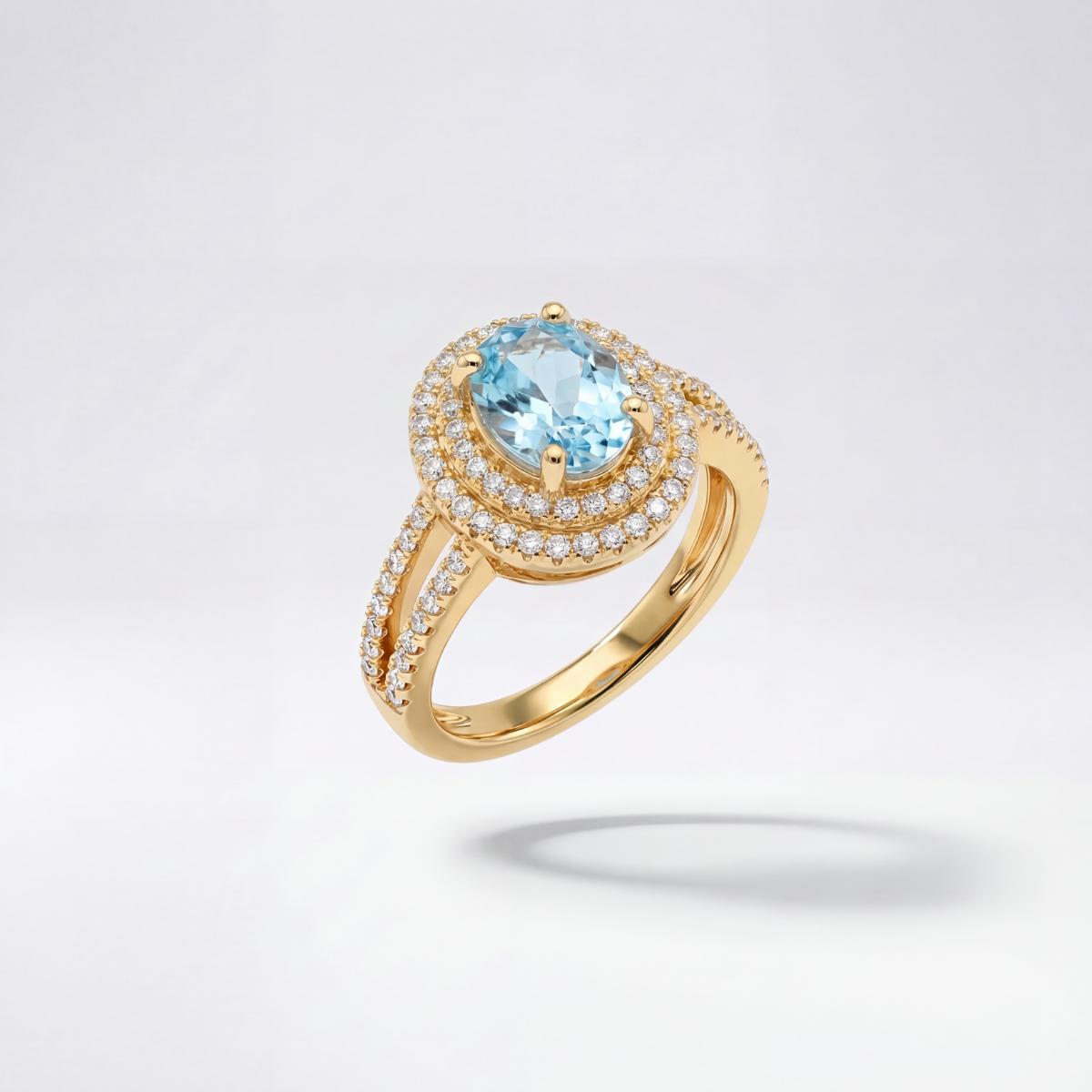 Golden Aqua Halo Ring product image 1