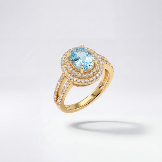 Golden Aqua Halo Ring product image 1
