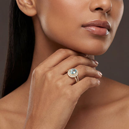 Golden Aqua Halo Ring product image 5