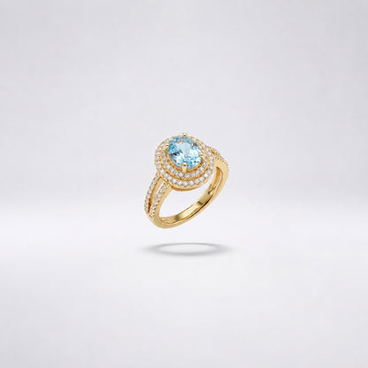 Golden Aqua Halo Ring product image 6