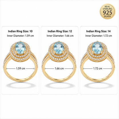 Golden Aqua Halo Ring