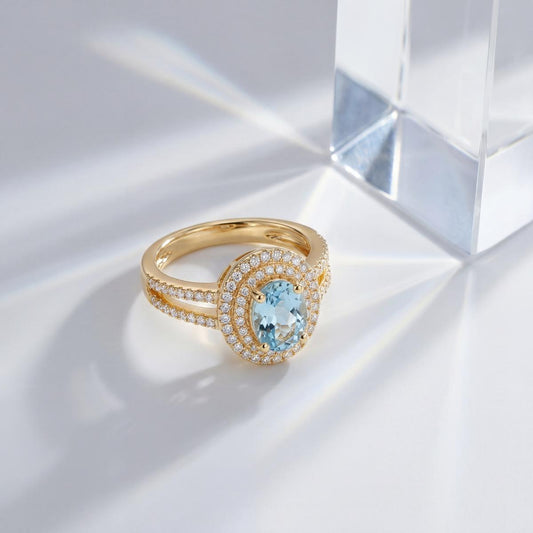 Golden Aqua Halo Ring product image 2