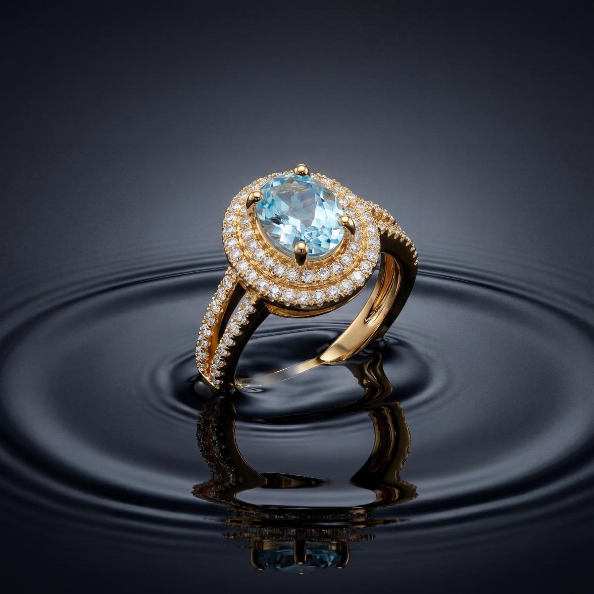 Golden Aqua Halo Ring product image 3