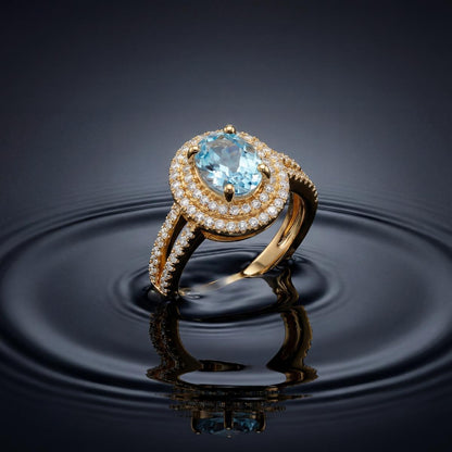 Golden Aqua Halo Ring product image 3