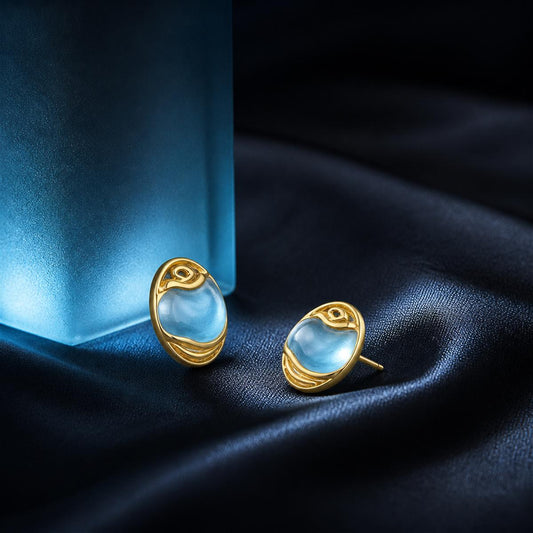 Golden Aqua Orbit Shell Earrings product image 2