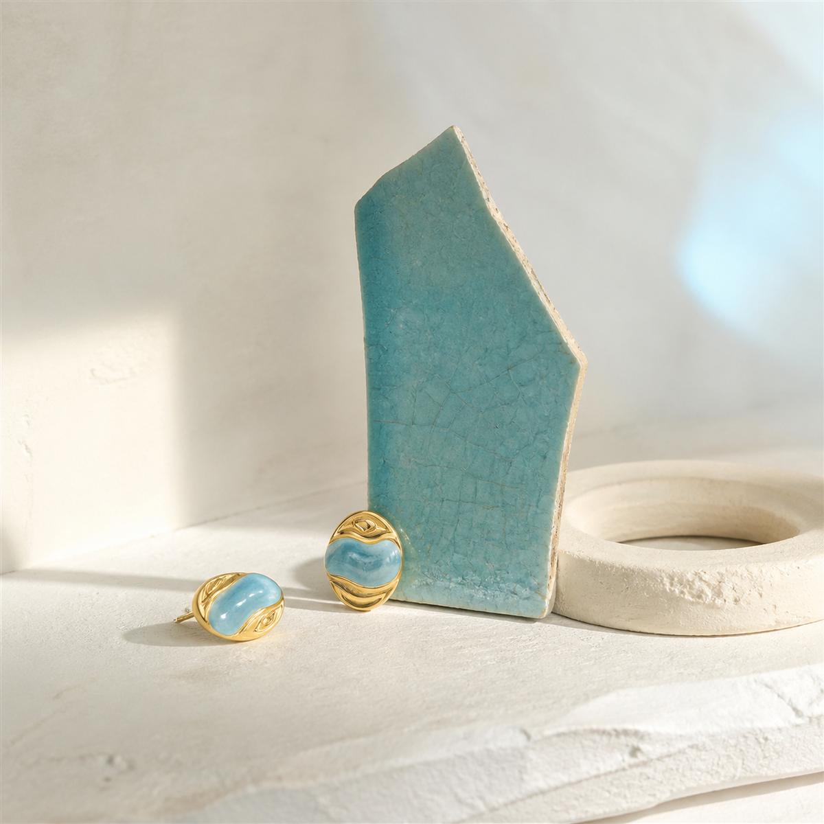 Golden Aqua Orbit Shell Earrings product image 4