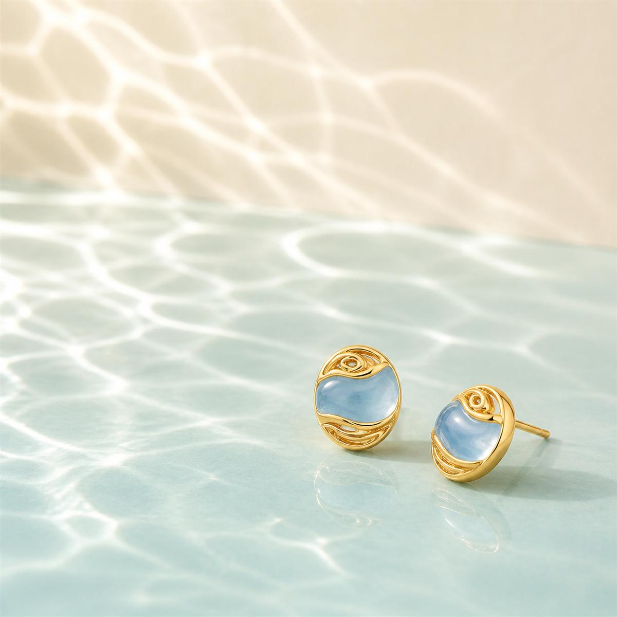 Golden Aqua Orbit Shell Earrings product image 5