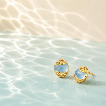 Golden Aqua Orbit Shell Earrings product image 5