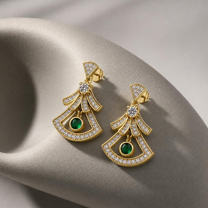 Golden Arcadia Emerald Fan Earrings product image 4