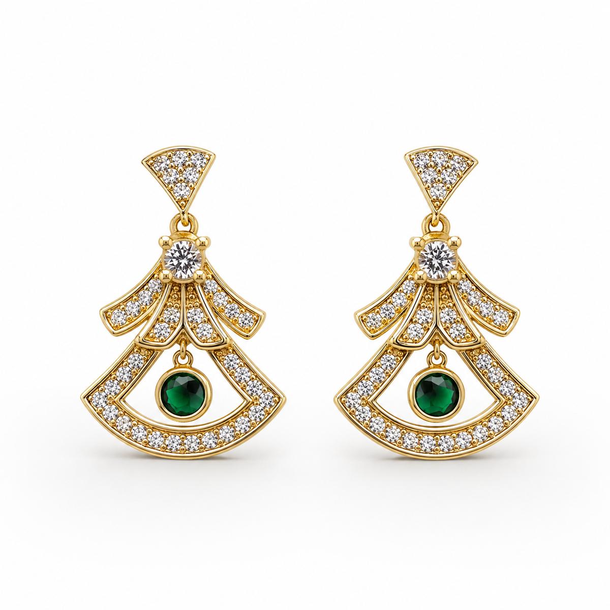 Golden Arcadia Emerald Fan Earrings product image 1