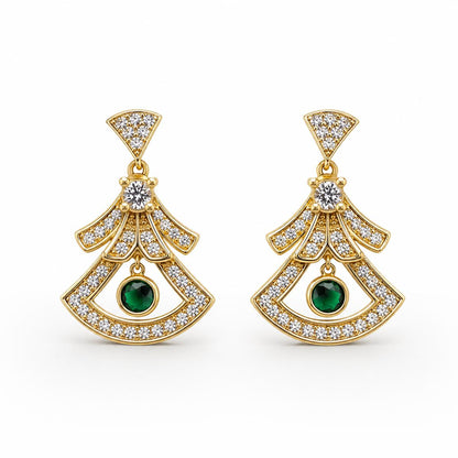 Golden Arcadia Emerald Fan Earrings product image 1