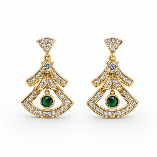 Golden Arcadia Emerald Fan Earrings product image 1
