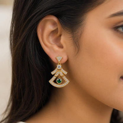 Golden Arcadia Emerald Fan Earrings product image 7