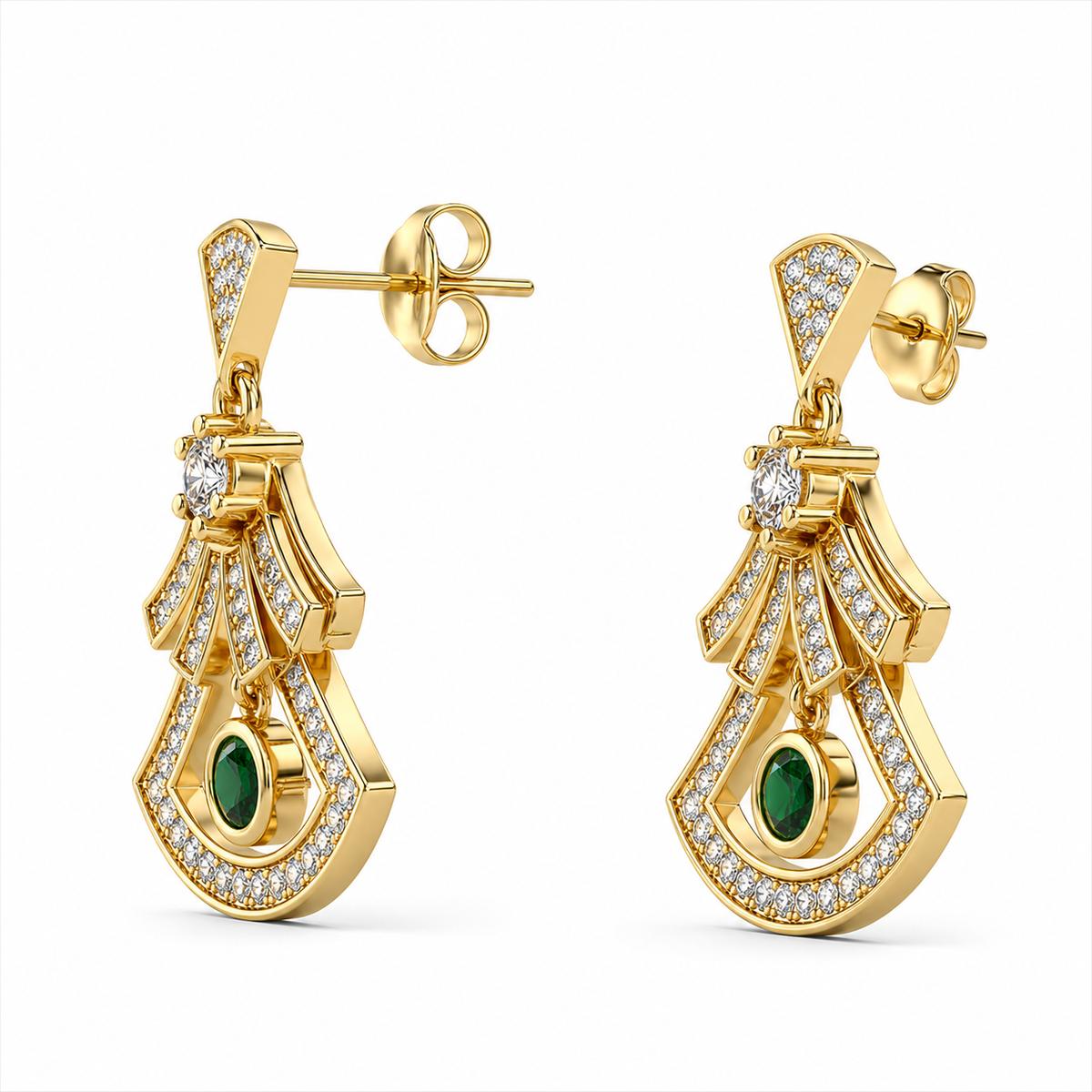 Golden Arcadia Emerald Fan Earrings product image 3