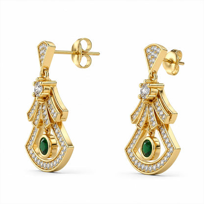 Golden Arcadia Emerald Fan Earrings product image 3