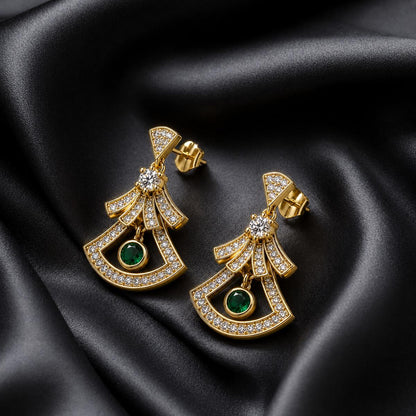 Golden Arcadia Emerald Fan Earrings product image 6