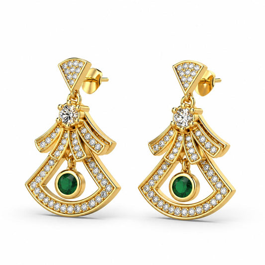 Golden Arcadia Emerald Fan Earrings product image 2