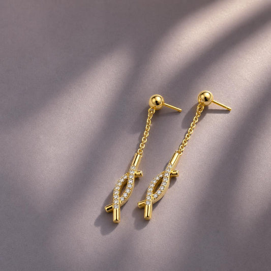 Golden Astra Chain Arrow Earrings product image 2