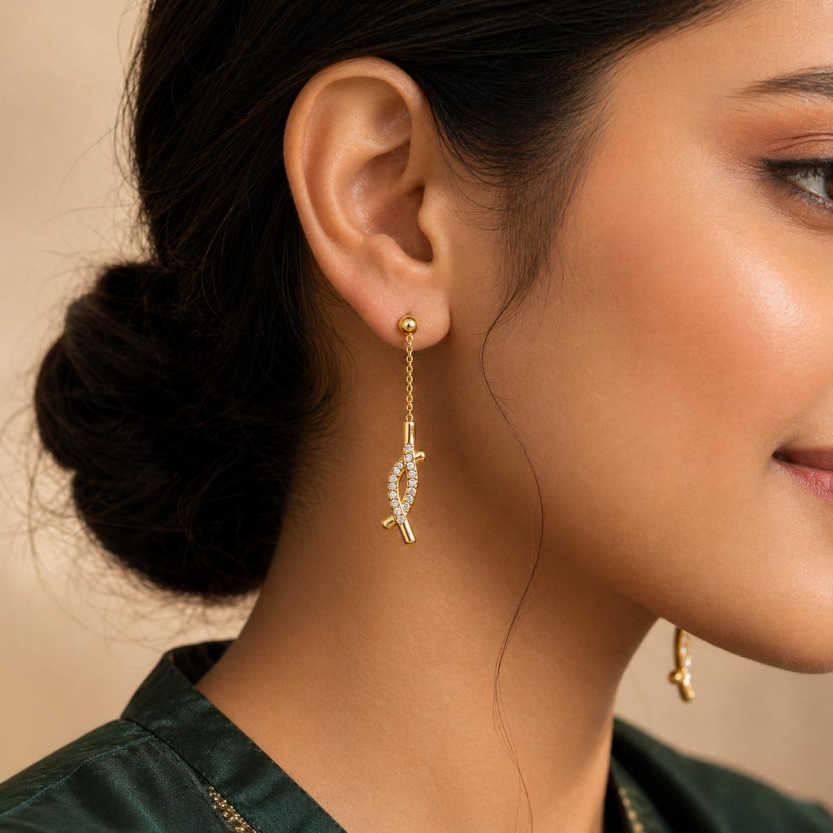 Golden Astra Chain Arrow Earrings product image 7