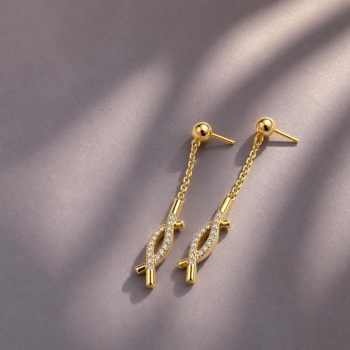 Golden Astra Chain Arrow Earrings product image 5