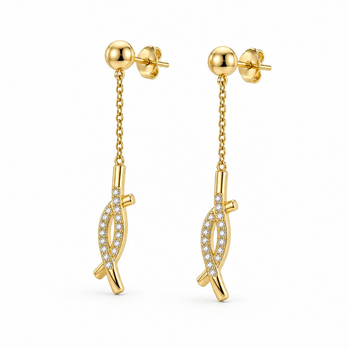 Golden Astra Chain Arrow Earrings product image 2