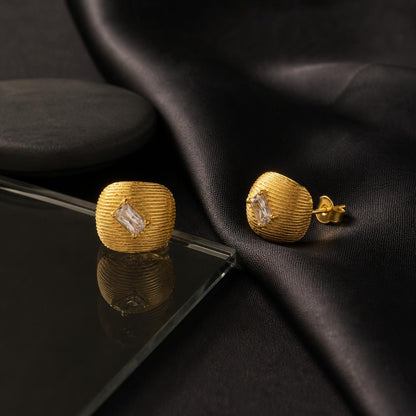 Golden Astra Ridge Dome Earrings product image 2