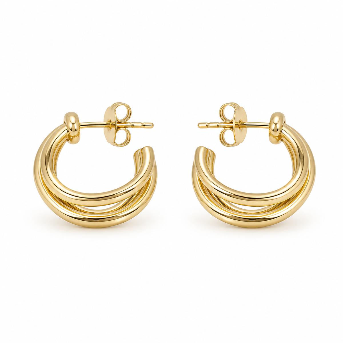 Golden Auria Ribbed Hoop Earrings product image 1