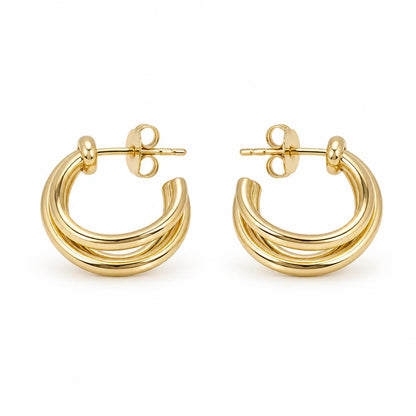 Golden Auria Ribbed Hoop Earrings product image 1