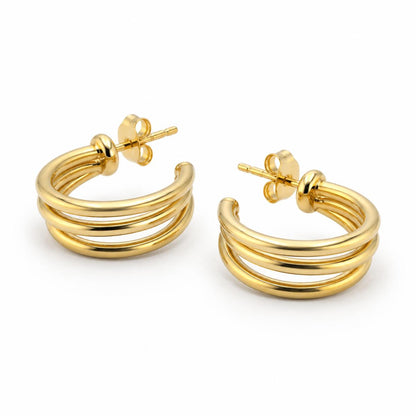 Golden Auria Ribbed Hoop Earrings product image 5