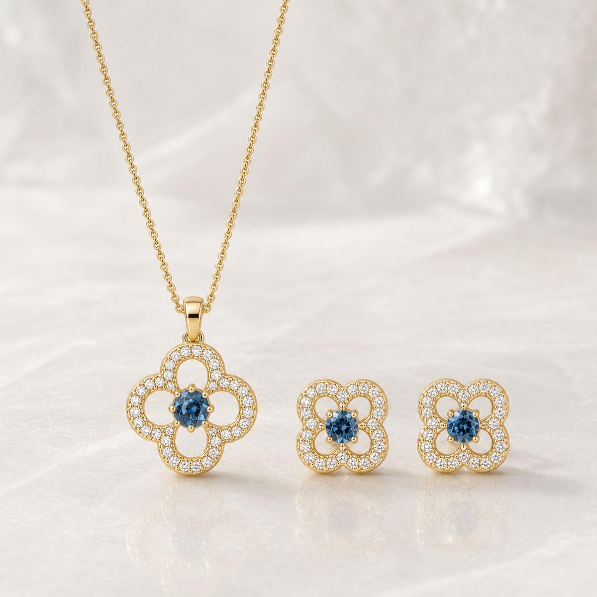 Golden Azure Clover Bloom Jewellery Set product image 1