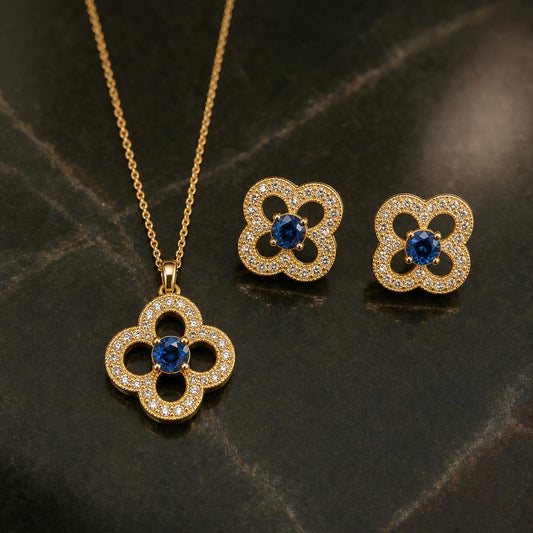 Golden Azure Clover Bloom Jewellery Set product image 2