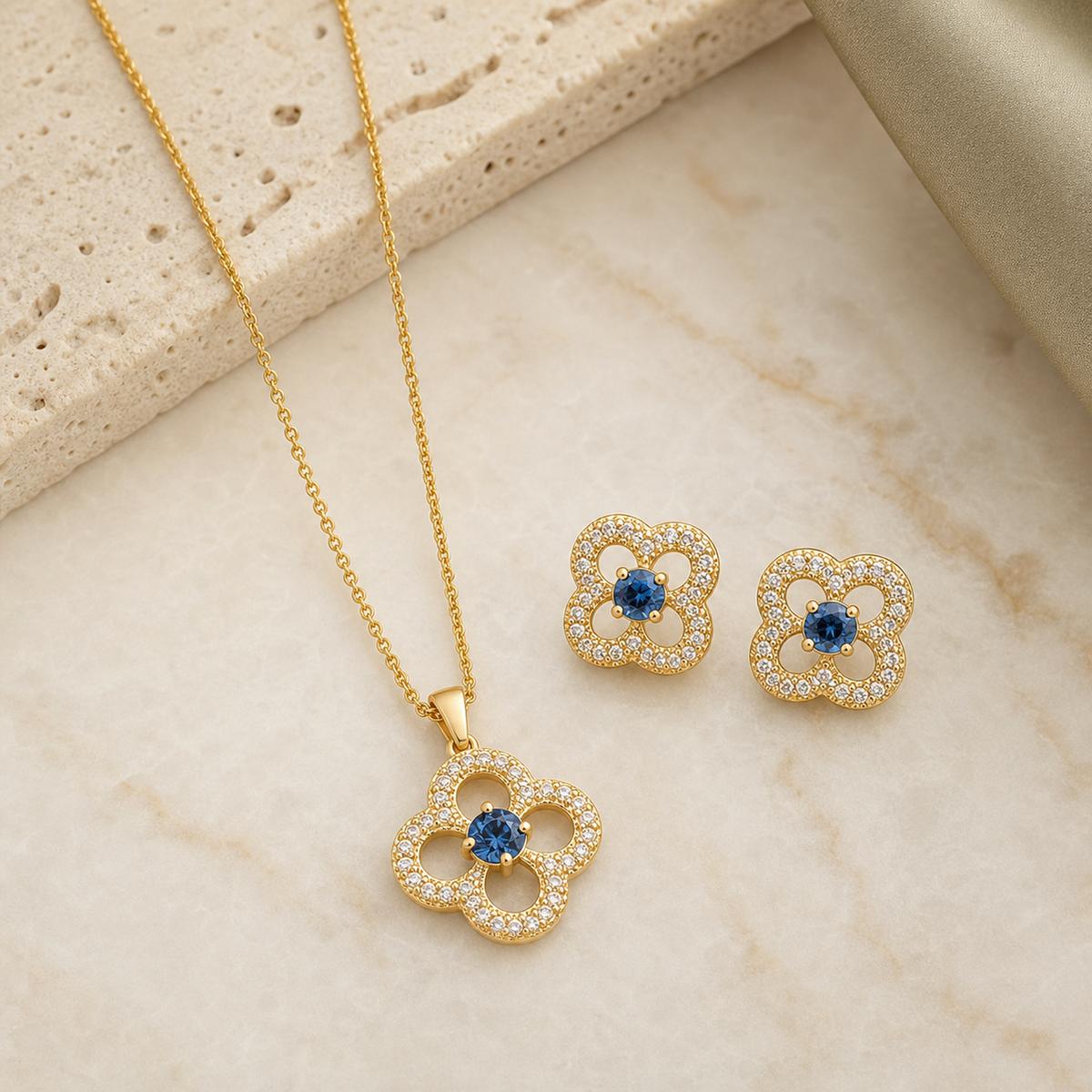 Golden Azure Clover Bloom Jewellery Set product image 3
