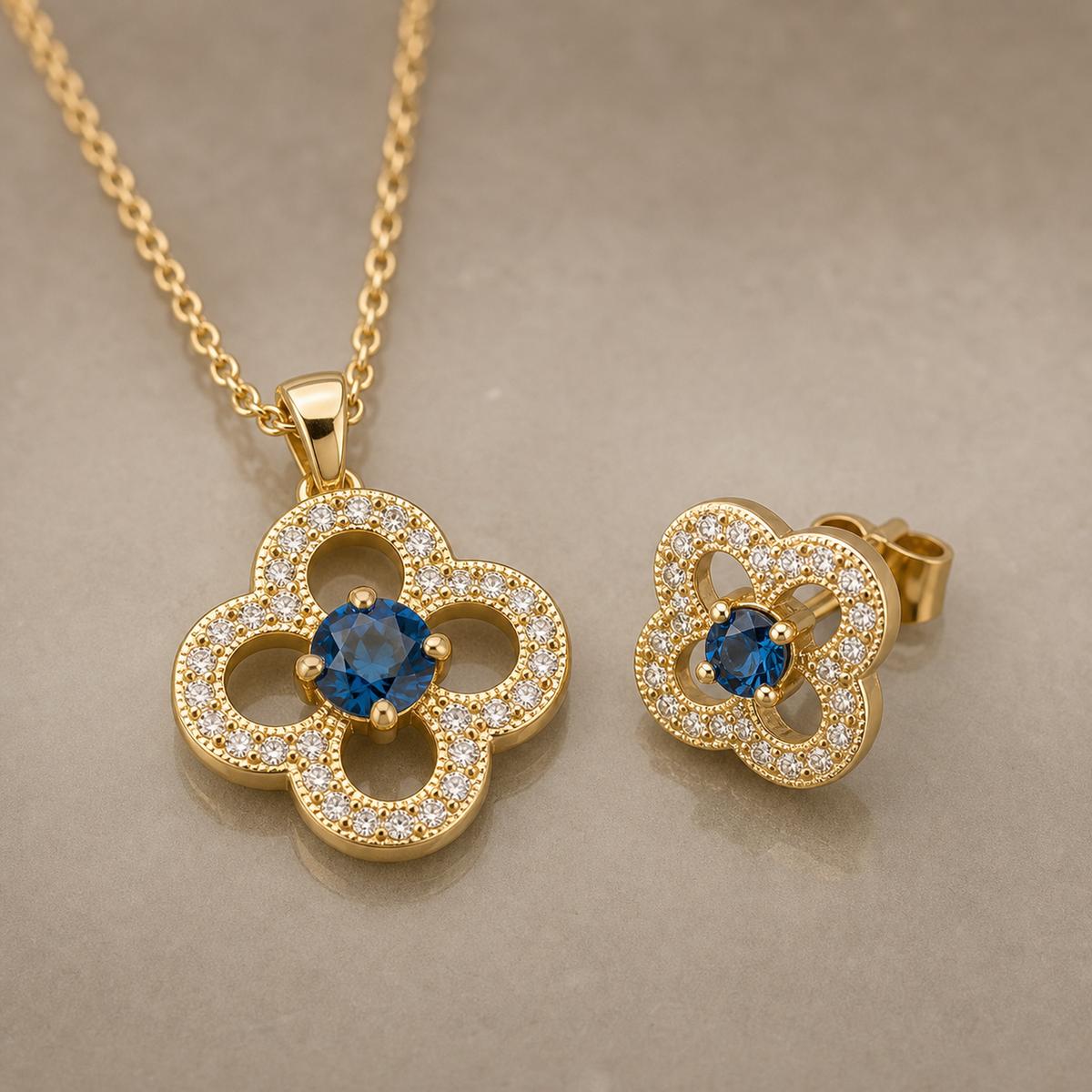 Golden Azure Clover Bloom Jewellery Set product image 4