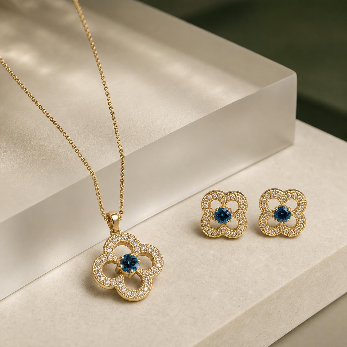 Golden Azure Clover Bloom Jewellery Set product image 5