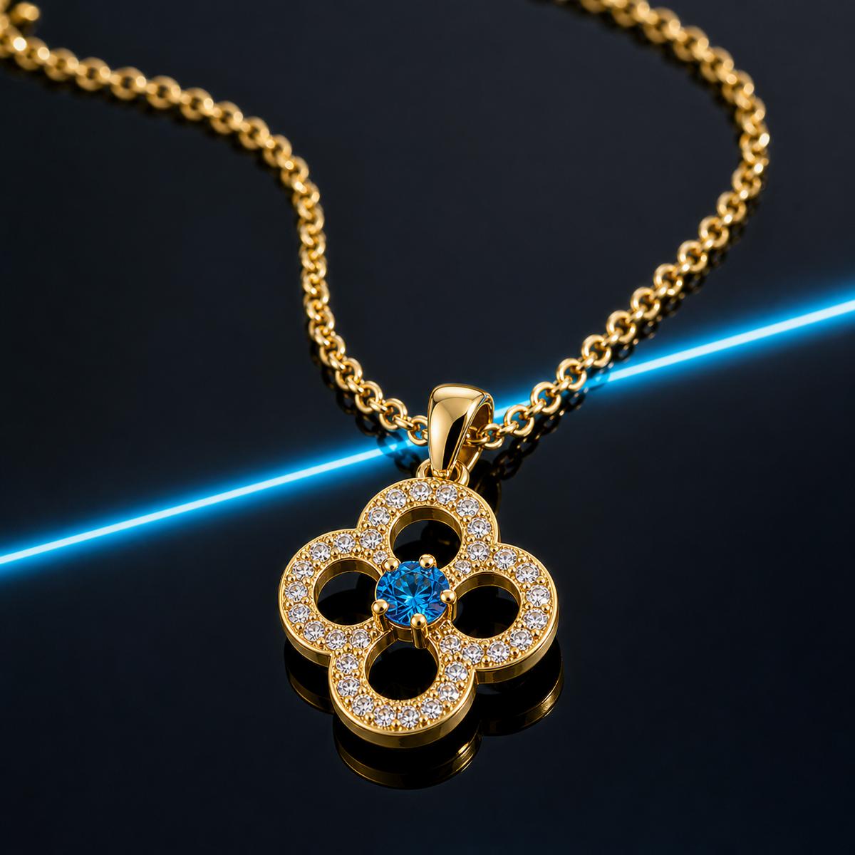 Golden Azure Clover Pendant product image 5