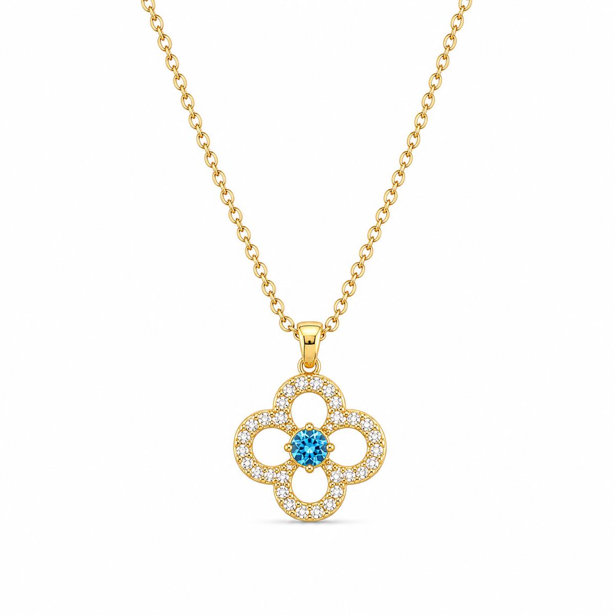 Golden Azure Clover Pendant product image 1