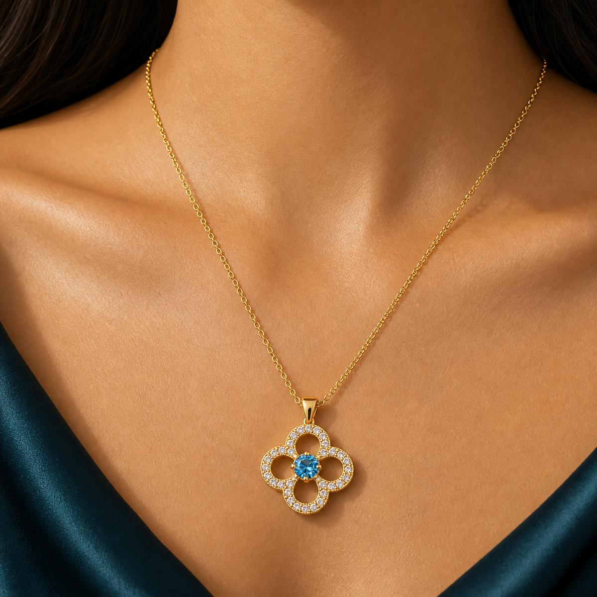Golden Azure Clover Pendant product image 3