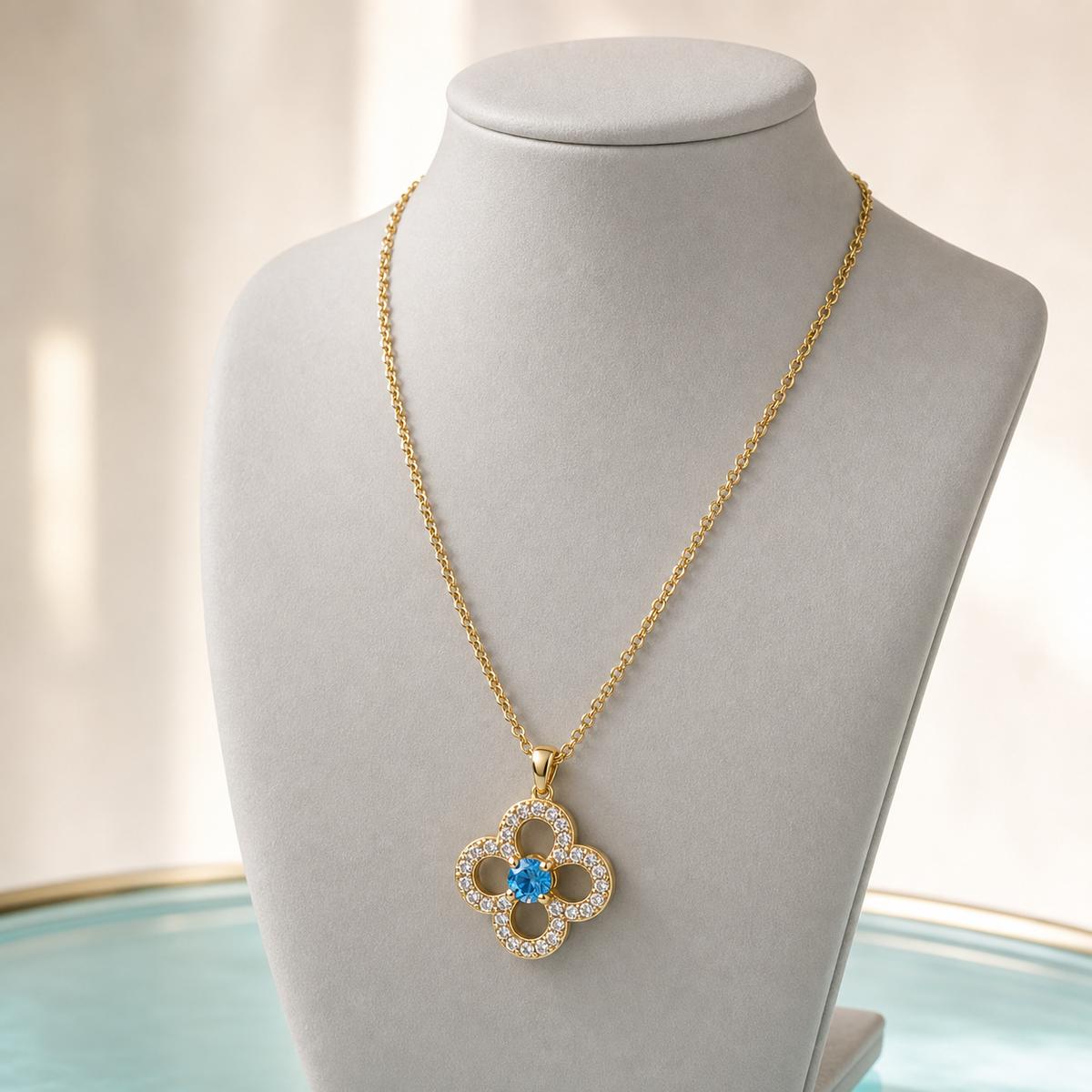 Golden Azure Clover Pendant product image 6